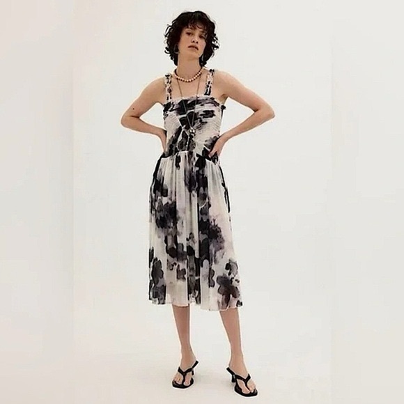 NWOT Free People Black and White Midi Dress - Picture 1 of 5